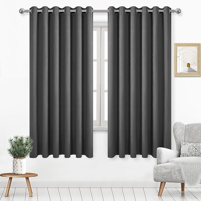 DWCN Blackout Curtains 63 Inch Length, Room Darkening Extra Wide Curtain by DWCN