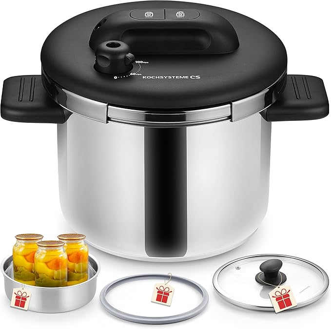 KOCH SYSTEME CS Stainless Steel Pressure Cooker 6.3 QT, Olla de Presion by KOCHSYSTEMECS