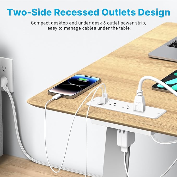 CCCEI 6 Outlets Dual Side Recessed Power Strip - Image 2