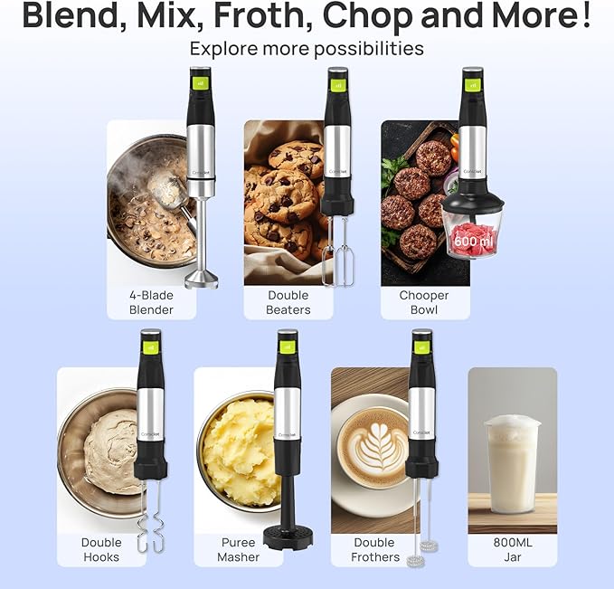 Consciot 7-in-1 Immersion Blender Handheld Max 1100W, Stick Emulsifier - Image 4