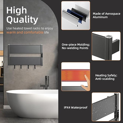 K&KALONZO Towel Warmer for Bathroom, Wall-Mounted Heated Towel Rack - Image 4