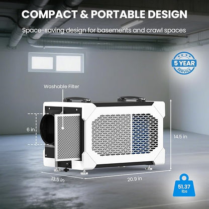 CADPXS Crawlspace Dehumidifier, 145 Pints Commercial-Grade Dehumidifier - Image 9