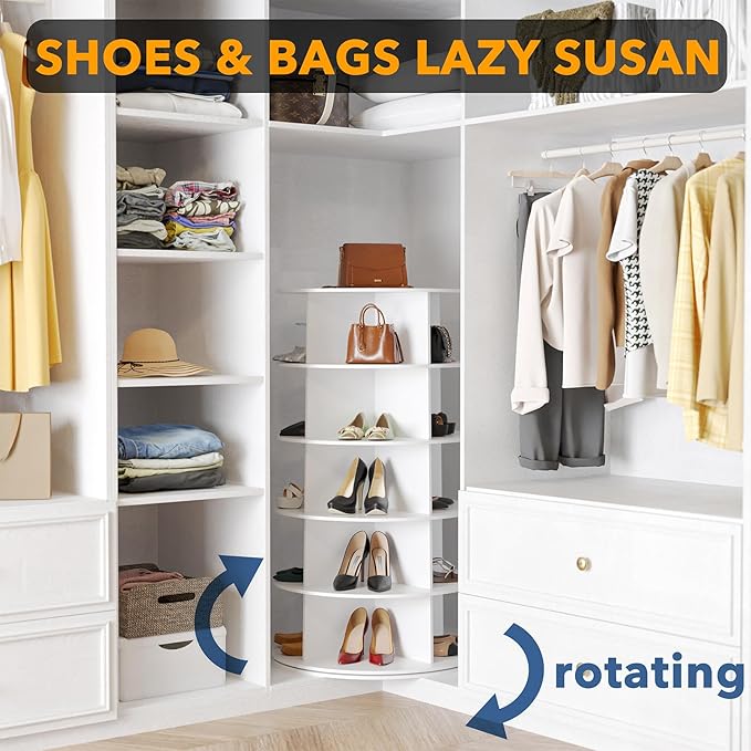 SpaceAid 5 Tier Rotating Shoe Rack Tower, Spinning Shoe Display Lazy Susan - Image 4