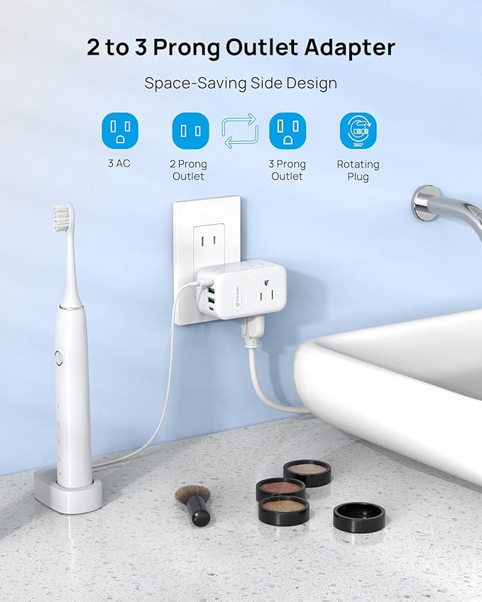 TROND 2 Prong to 3 Prong Outlet Adapter - Image 2