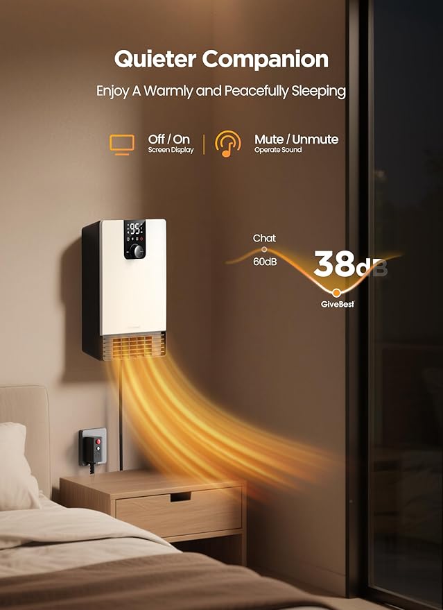GiveBest Wall Heater for Bathroom, 1500W Fast Heating Electric Space Heater - Image 6