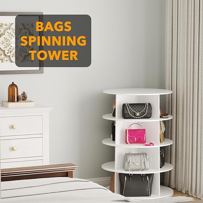 SpaceAid 4 Tier Rotating Shoe Rack Tower, Spinning Shoe Display Lazy Susan - Image 5