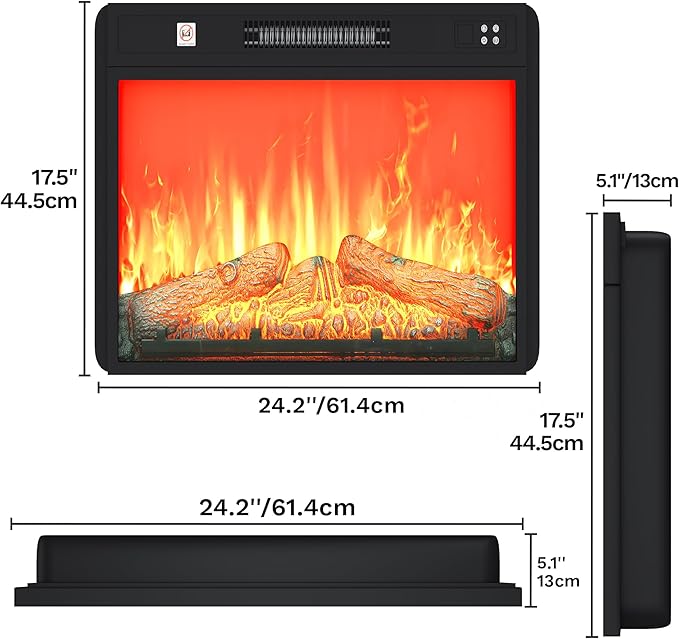 DWVO 23 Inches Electric Fireplace Insert, Recessed Fireplace Heater - Image 6