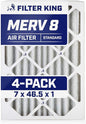 Filter King 7x46.5x1 Air Filter | 4-PACK | MERV 8 HVAC Pleated A/C Furnace by FilterKing