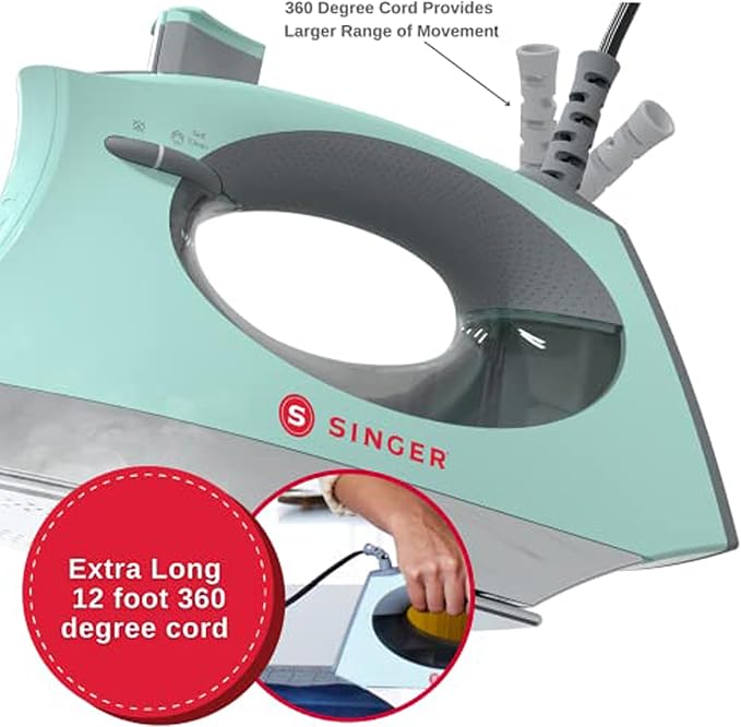 SINGER SteamCraft Plus Digital Display Iron, Five Fabric Settings, OnPoint Tip - Image 6