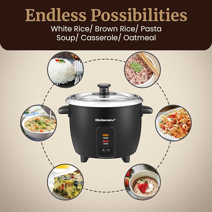 Elite Gourmet ERC006SS 6-Cup Electric Rice Cooker - Image 7