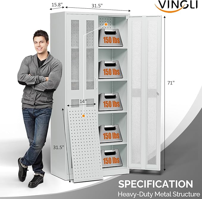 VINGLI Metal Garage Storage Cabinet - Image 3
