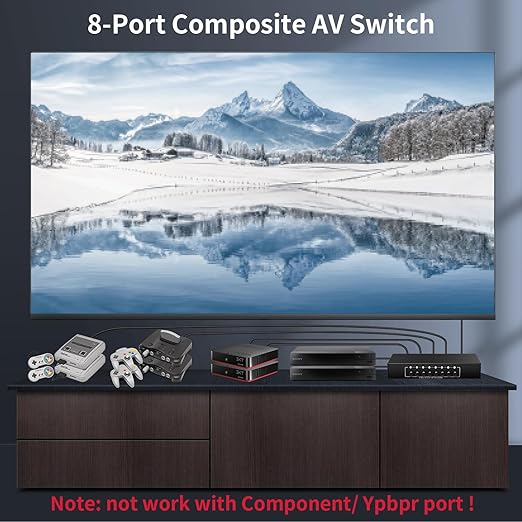 BolAAzuL RCA Switch 8 in 1 Out Composite Video L/R Audio Selector Box 8X1 - Image 4