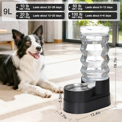 RIZZARI Automatic Dog Water Dispenser: 9L Black Elevated Feeder - Image 2