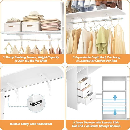 Armocity 96 Inches Closet System, 8FT Walk In Closet Organizer - Image 5