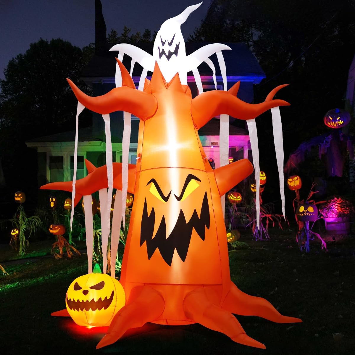GOOSH 10 FT Halloween Inflatables Tree Outdoor Decorations Blow Up Yard Scary...