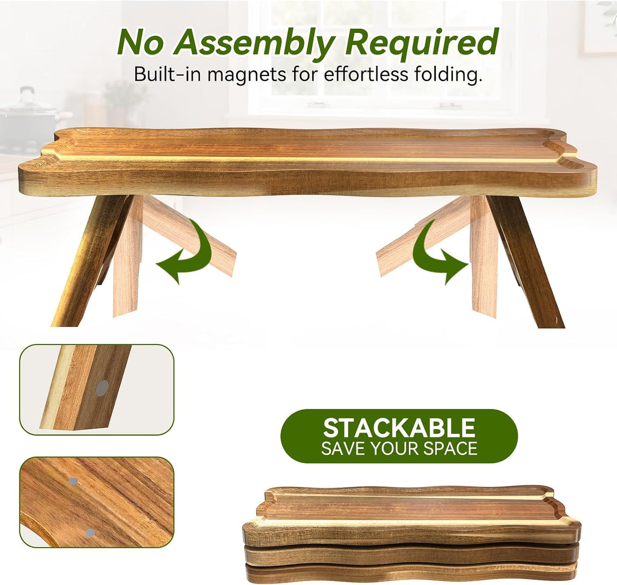 Acacia Wood 3 Tier Cupcake Stand, Serving Tray for Party, Foldable Dessert Ta...