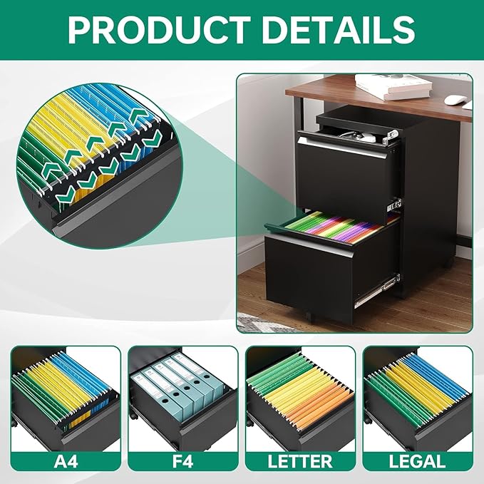Letaya 2 Drawer Mobile File Cabinet - Image 5