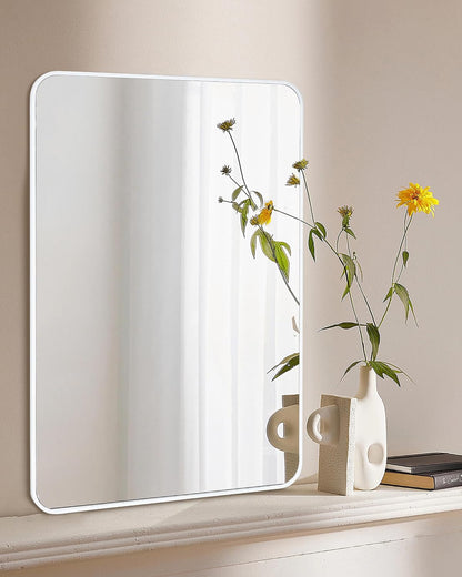 White Bathroom Mirror,24 x 36 Inch Rectangle Wall Mirror with Wood Frame | Vanity Modern Tempered Glass Mirror for Bedroom,Entryway,Living Room