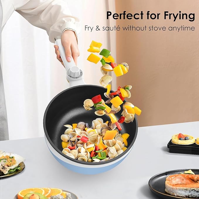 Audecook Hot Pot Electric, 1.7L Mini Electric Skillet Portable Nonstick Sauté - Image 2