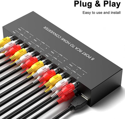 8 Port RCA to HDMI Converter 1080P/720P RCA Composite CVBS AV Switch to HDMI - Image 6