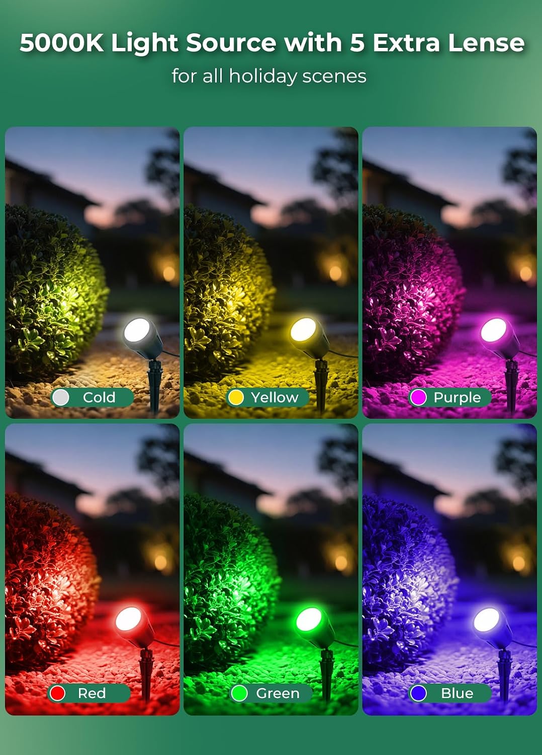 Christmas Spotlights Outdoor, 120V Plug-in Halloween Spot Light, 5000K LED La...