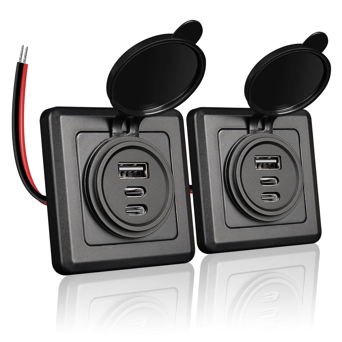 rv usb wall outlet, 3 port dual usb-c, main product view