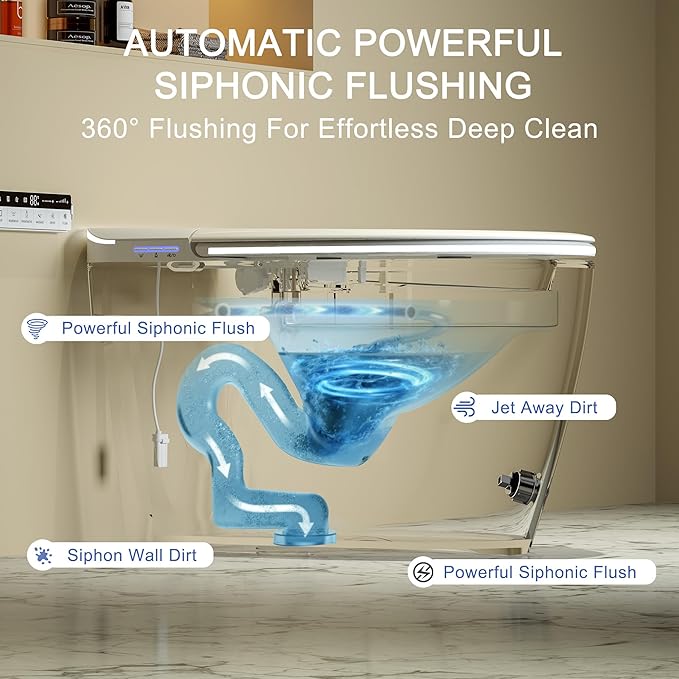 Luxury Smart Toilet with Foam Shield Auto-Open/Close Lid, One Piece Bidet - Image 7