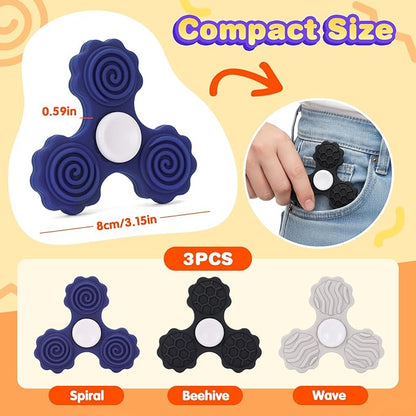 3 PCS Silicone Fidget Spinners, Sensory Toys - Image 2
