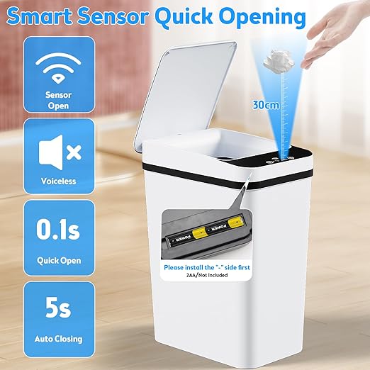 KOEYLE 2 Pack 2.2 Gallon Automatic Touchless Garbage Can, Small Motion Sensor - Image 6