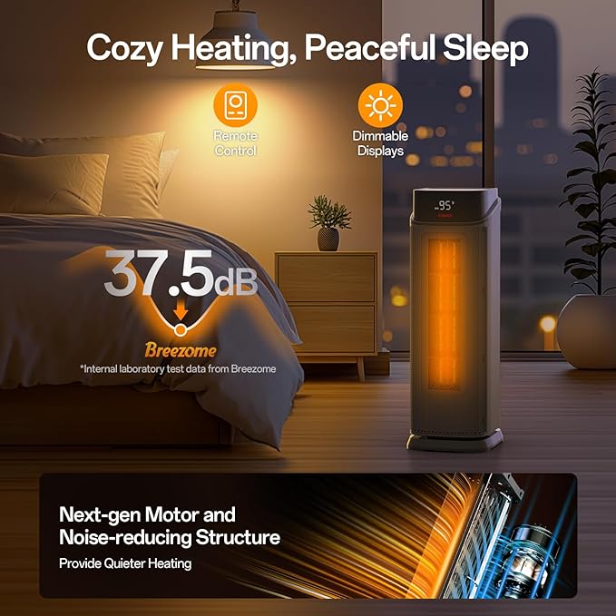 BREEZOME Space Heater Indoor, 1500W PTC Portable Electric Heaters - Image 6