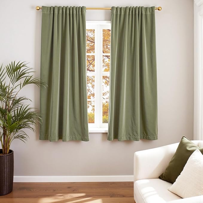 Lazzzy Velvet Blackout Curtains Thermal Insulated Room Window Drapes Super Soft by Lazzzy