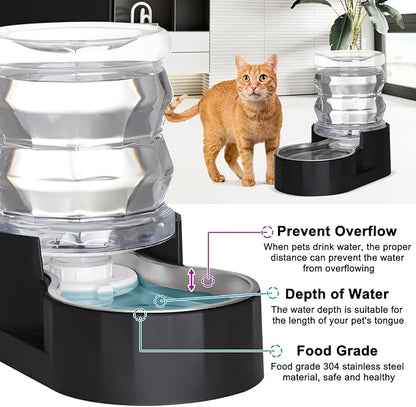 RIZZARI Dog Food Water Dispenser: 4L Large Black Stainless Steel Feeder - Image 6