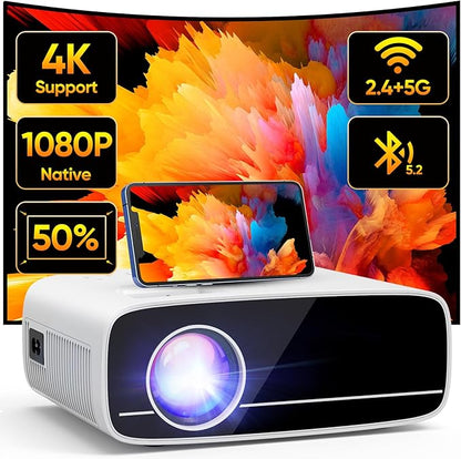 TMY Projector with WiFi and Bluetooth, Native 1080P Mini Projector, Portable by TMY