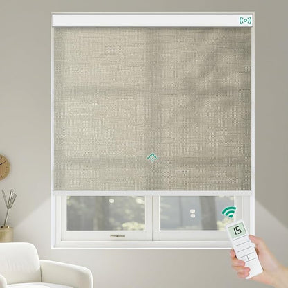 Kilonity Motorized Roller Shades, Light Filtering Remote Control Custom Window by Unknown