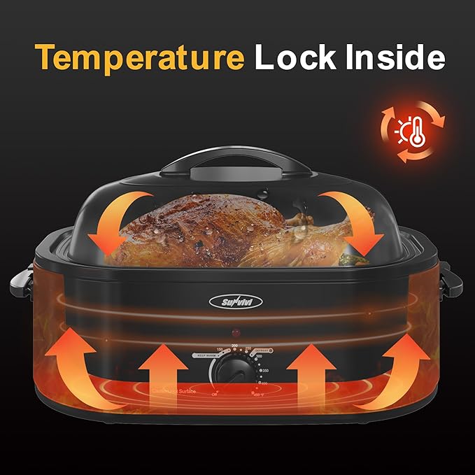 Sunvivi Roaster Oven with Self-Basting Lid, 20 Quart Electric Roaster with - Image 2