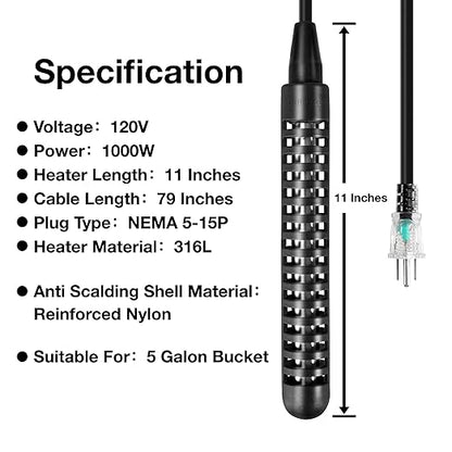 GRILLME 1000W Immersion Water Heater - Image 3