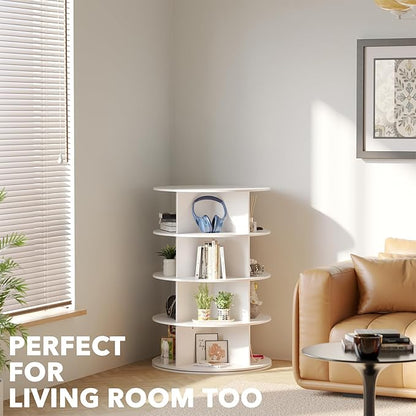 SpaceAid 4 Tier Rotating Shoe Rack Tower, Spinning Shoe Display Lazy Susan - Image 6