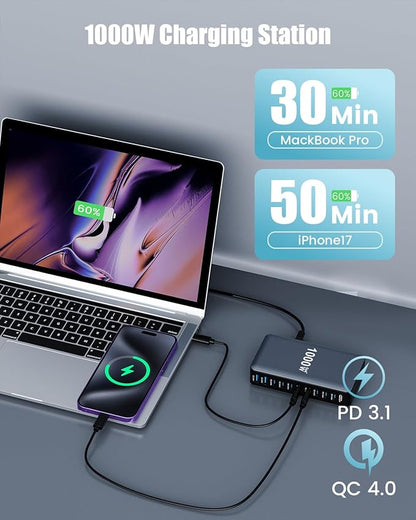 880W USB C Charger Block, 10-Port USB C Charging Station GaN IV Travel - Image 6