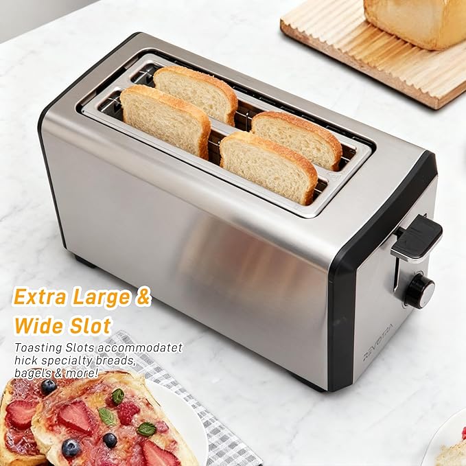 4 Slice Long Slot Stainless Steel Toaster - Image 4