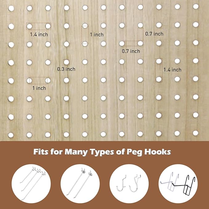 ECOMEX 4 Panel Room Divider, 5.6Ft Pegboard Display Wooden Room Divider Folding - Image 3
