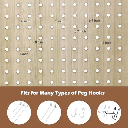 ECOMEX 4 Panel Room Divider, 5.6Ft Pegboard Display Wooden Room Divider Folding - Image 3