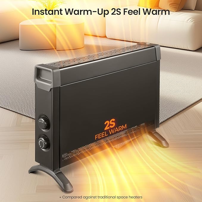 Convection Panel Heater, 1500W Freestanding Portable Space Heater Quick Heat - Image 2