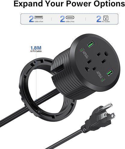 Desktop Power Grommet 3-inch Hole, 40W Total Fast Charging Station, 2 PD 20W - Image 7
