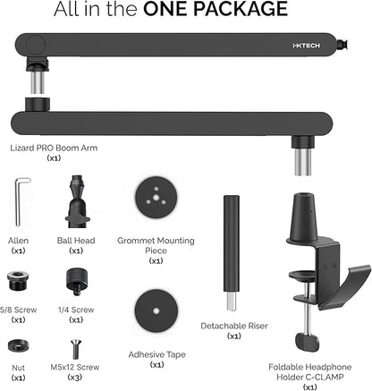 IXTECH Mic Boom Arm Stand LP Microphone Stand Low Profile Microphone Arm - Image 9