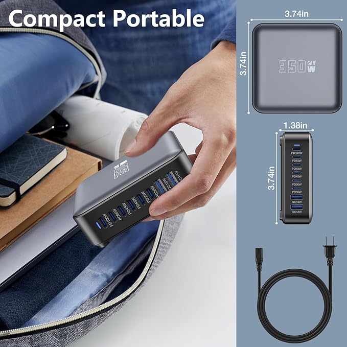 350W USB Fast Charging Station, 8 Port USB C Multi Port Charger Block - Image 8