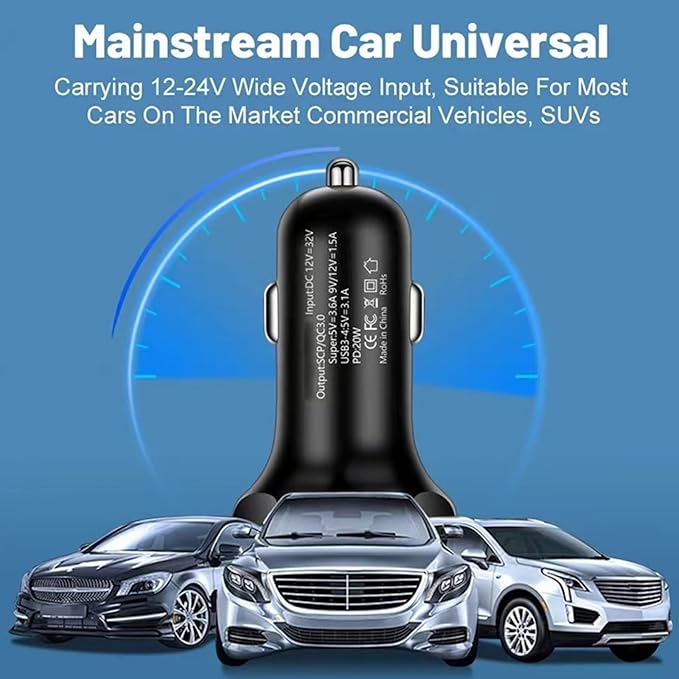 Super Fast Charge USB C Car Phone Charger Adapter 6 in 1 - Image 9