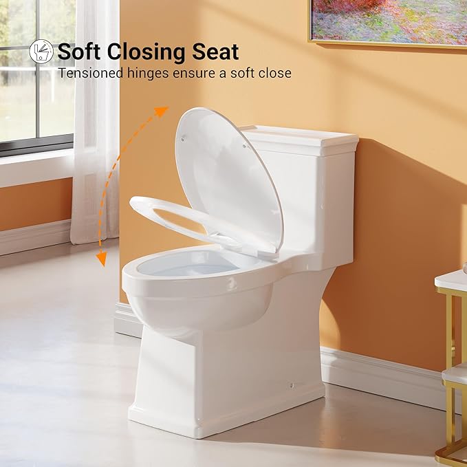 One-Piece Toilet with Classic Design, ADA Height, 1.28 GPF, Durable Ceramic - Image 2