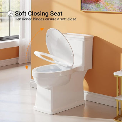 One-Piece Toilet with Classic Design, ADA Height, 1.28 GPF, Durable Ceramic - Image 2