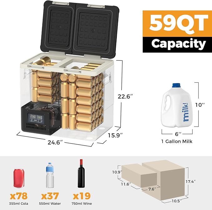 Setpower 12V Refrigerator with APP Control, 59QT Dual Zone Car Fridge Freezer - Image 4