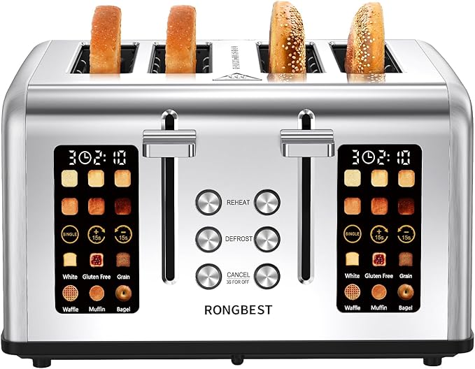 4 Slice Touch Screen Toaster, Easy-to-Use Digital Stainless Steel Toaster by Unknown
